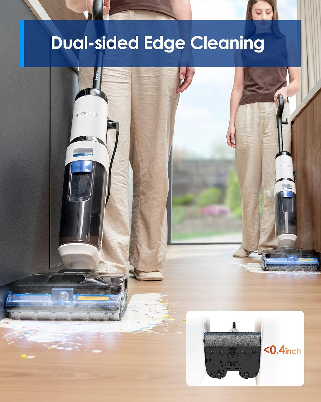 Tineco Corded 3-in-1 Wet Dry Vacuum Mop with Steam Function, FLOOR ONE S6 Stretch Steam, Tineco BoostSteam, 320℉ High-temp Steam Cleaning, 180° Lay-Flat, Anti-Tangle Design, One-Touch Self-Cleaning