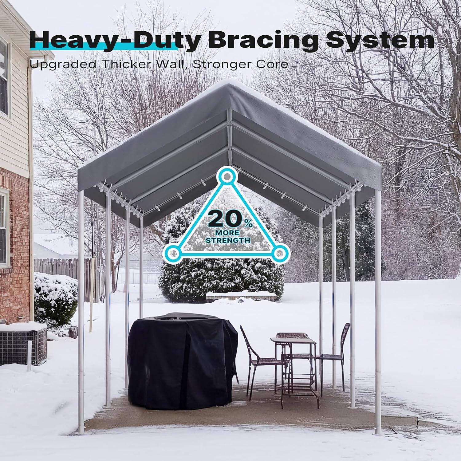 ADVANCE OUTDOOR 10x20 ft Heavy Duty Carport Potable Car Canopy Garage Party Tent Boat Shelter, Adjustable Height from 9.5 ft to 11 ft - Gray