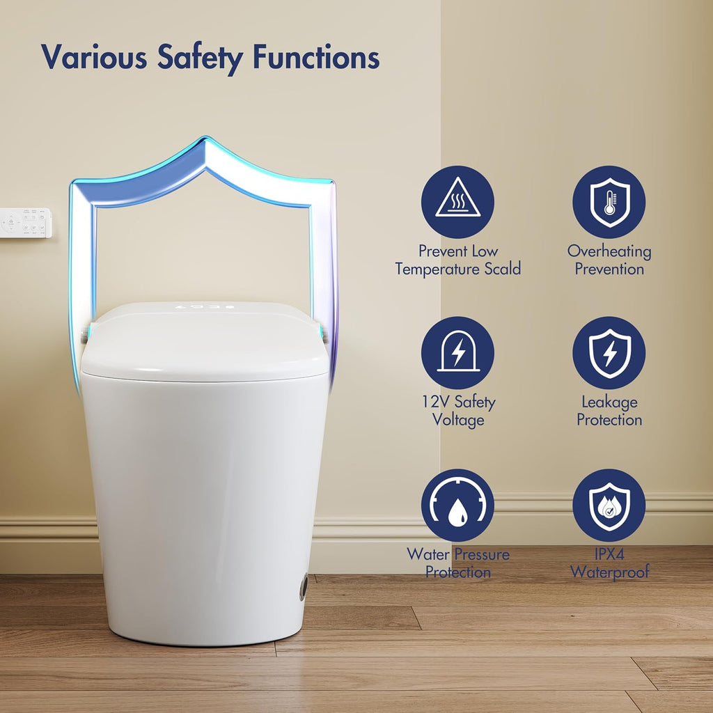 Smart Toilet with Bidet Built in, Eridanus One Piece Bidet Toilet for Bathrooms, Warm Water Wash & Dryer, Foot Sensor Flush, Elongated Heated Seat, Auto Open/Close with Digital Display, White