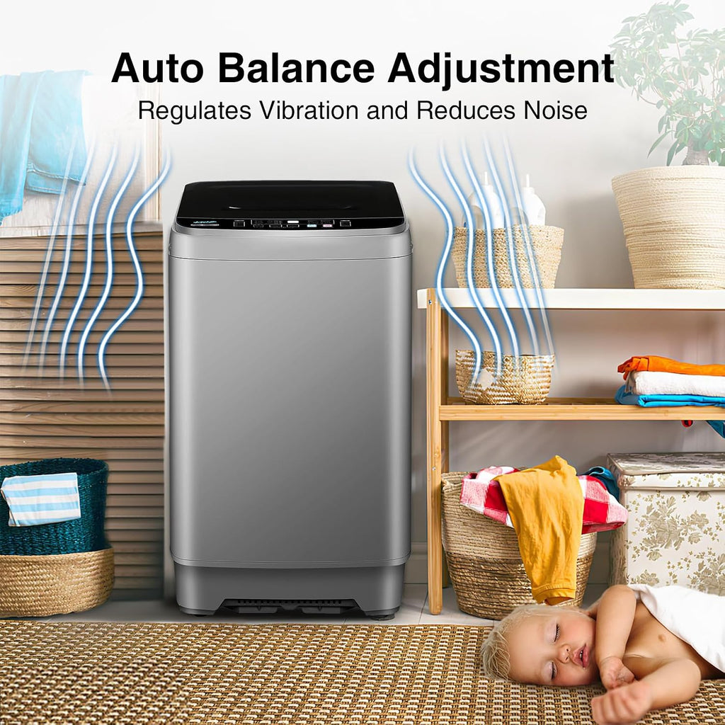 Portable Washing Machine 17.7lbs Full-Automatic Compact Washing Machine for Apartment, 10 Wash Program Small Washer for Dorm, Portable Washer Machines for RV, Home, Grey