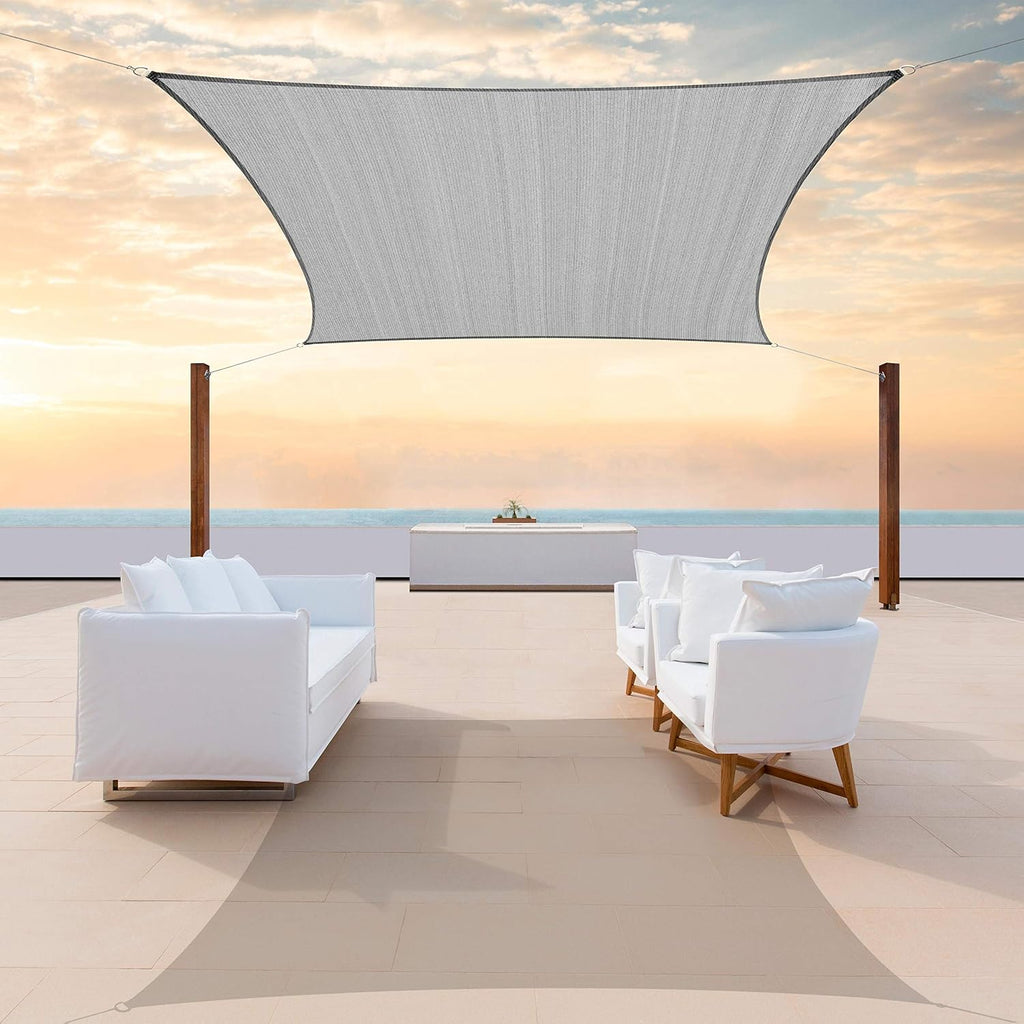 Colourtree TAPR1616 Custom Size 12' x 24' Grey Sun Shade Sail Canopy UV Block UPF50 Rectangle - Commercial Standard Heavy Duty - 190 GSM - 3 Years Warranty