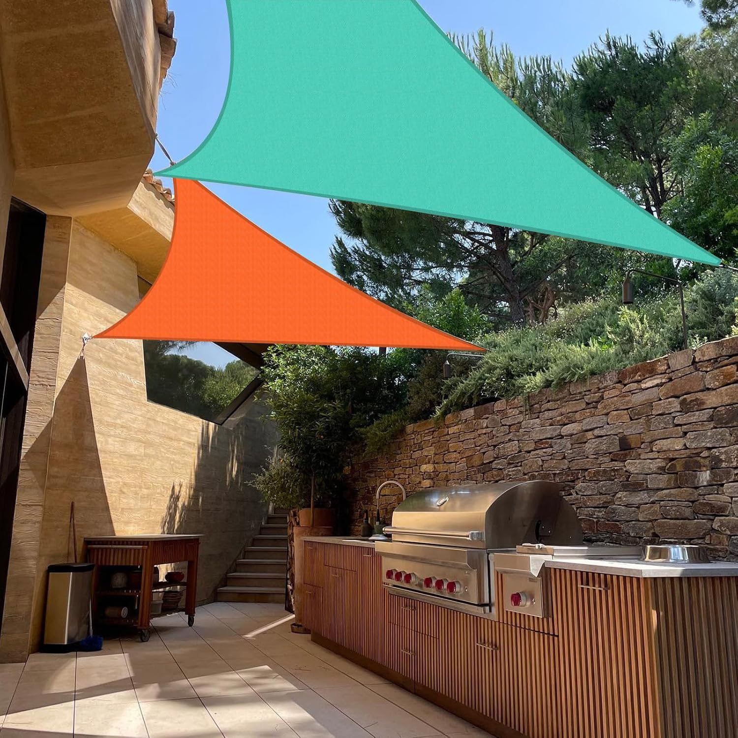 Terylene Waterproof Sun Shade Sail UV Blocker Sunshade Patio Equilateral Triangle Knitted 220 GSM Block Fabric Pergola Carport Awning 12' x 12' x 12' in Color Orange