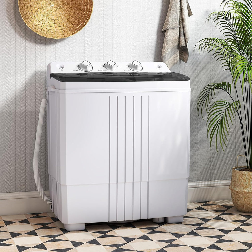 Giantex Washing Machine, 20Lbs Capacity, Washer and Spinner Combo, Portable Compact Twin Tub 12Lbs Washing and 8Lbs Spinning, Inlet and Drain Hose, Laundry Washer for Apartment RV Dorm