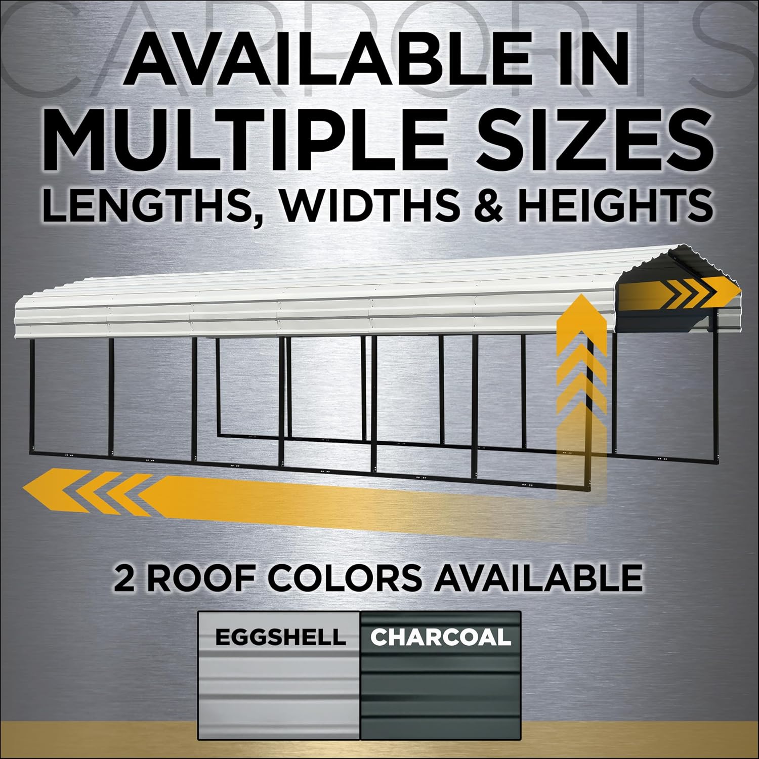 Arrow Carports Galvanized Steel Carport, with 2-Sided Enclosure, Compact Car Metal Carport Kit, 12' x 20' x 7', Eggshell
