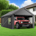 Velway Carport 12x20ft Heavy-Duty Canopy - Portable Garage Metal Carport Featuring Galvanized Frame Waterproof & UV-Protected Tarp with Removable Sidewalls & Doors for Car, Truck, Boat