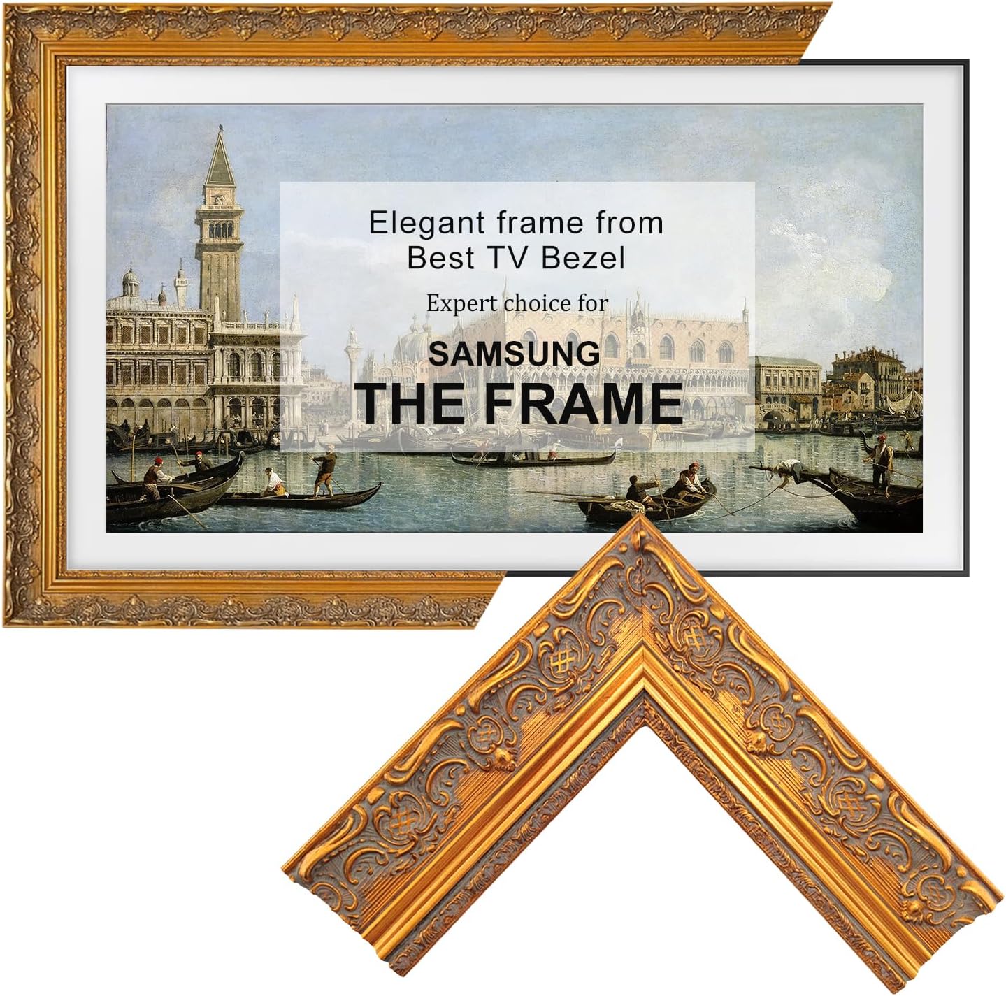 Baroque Gold 32' TV frame - Compatible ONLY with Samsung The Frame TVs (Fits 2021-2025 models, model codes:32LS03A/B/C/FA)