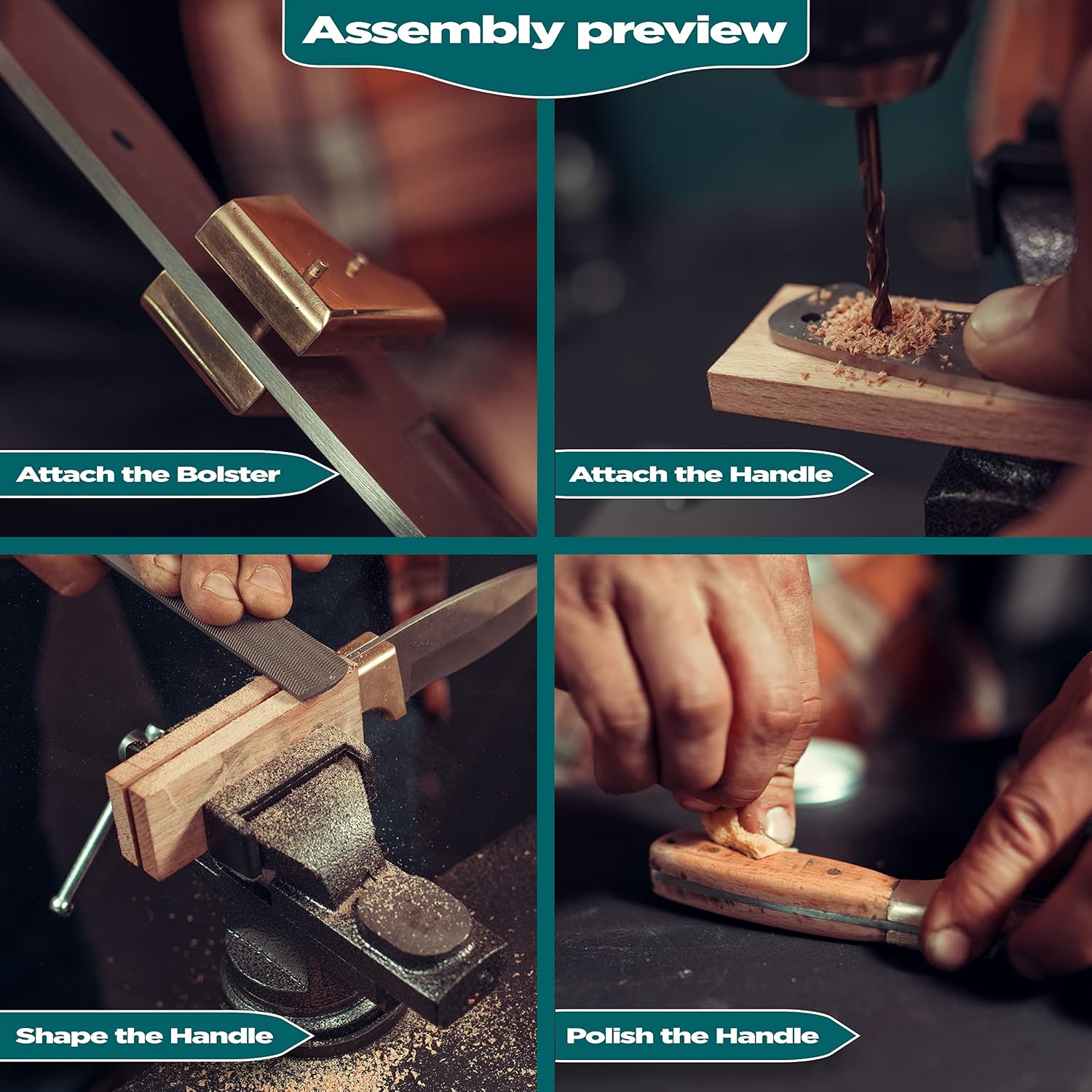 Three Way Cut Knife Making Kit DIY Gift Set for Men - Complete Tools & Accessories to Make Knife, Stainless Steel Blade, Beginners Guide, Gift for Him Husband Boyfriend Dad Handwork Hobbies
