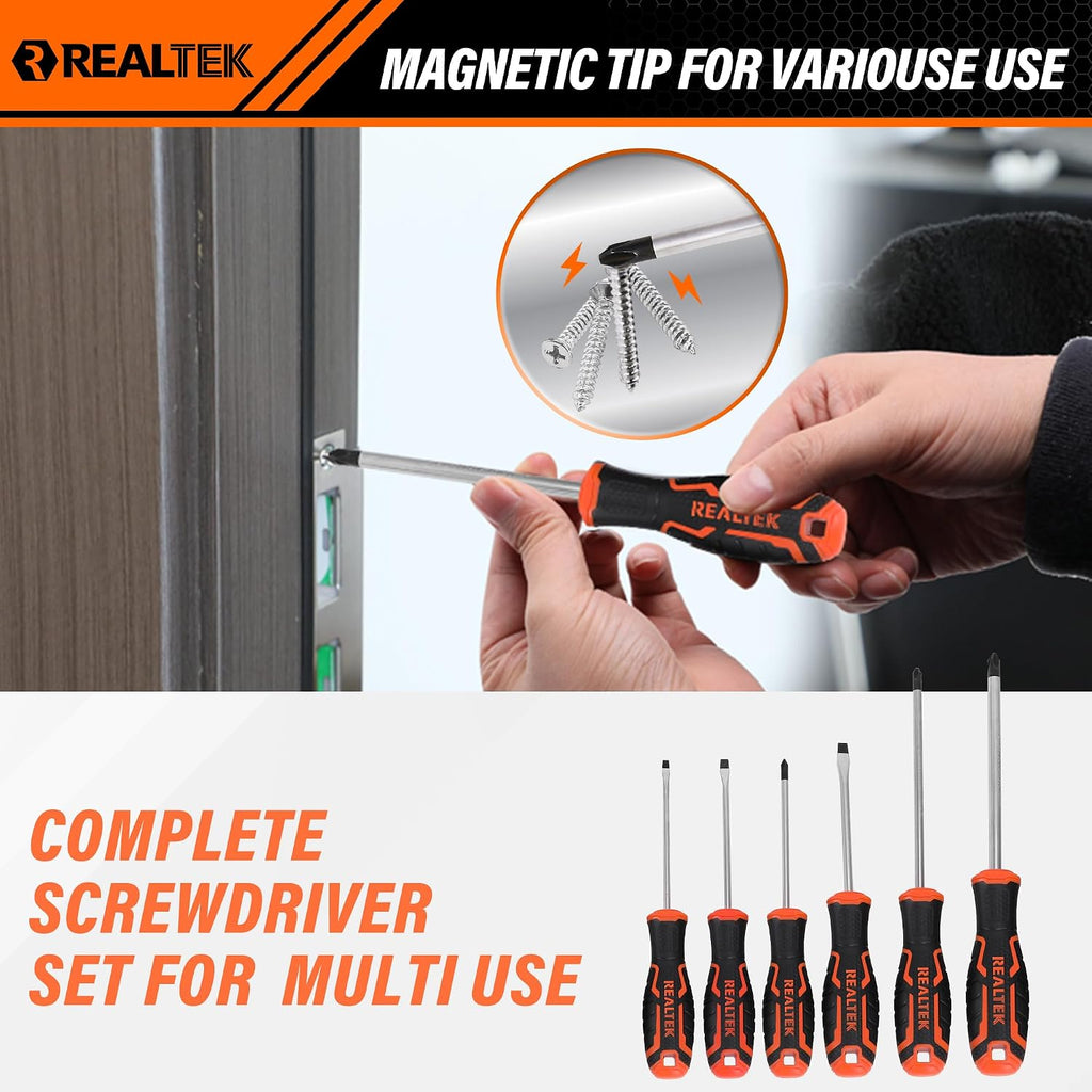 REALTEK 123 Piece Tool Set with Aluminum Case, Mechanics Tool Set with CR-V Constructed, Professional Tool Kit for Home and Car Repair
