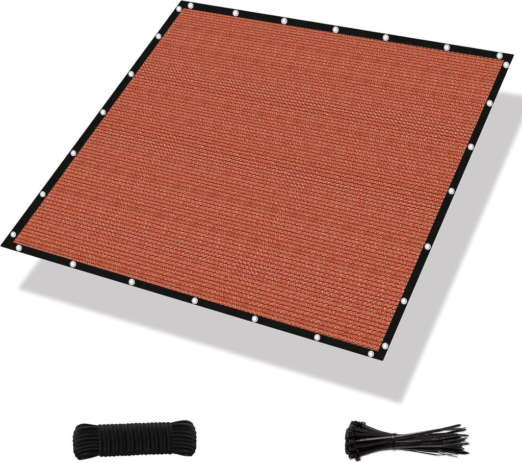 Amagenix 90% Pergola Shade Cover 12' X 20' Rust Red Sun Shade Cloth with Grommets GN07 for Outdoor Garden Patio Porch, Commercial Grade 200 GSM - Cable Zip Ties Included (We Customized)