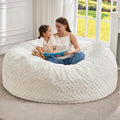 Hobestluk Bean Bag Chairs Adults Beanbag Chair with Filler Large Bean Bags with Fluffy Embossed Cover, Giant Bean Bag Chairs for Adults (White, 6FT - 70' x 70' x 15')