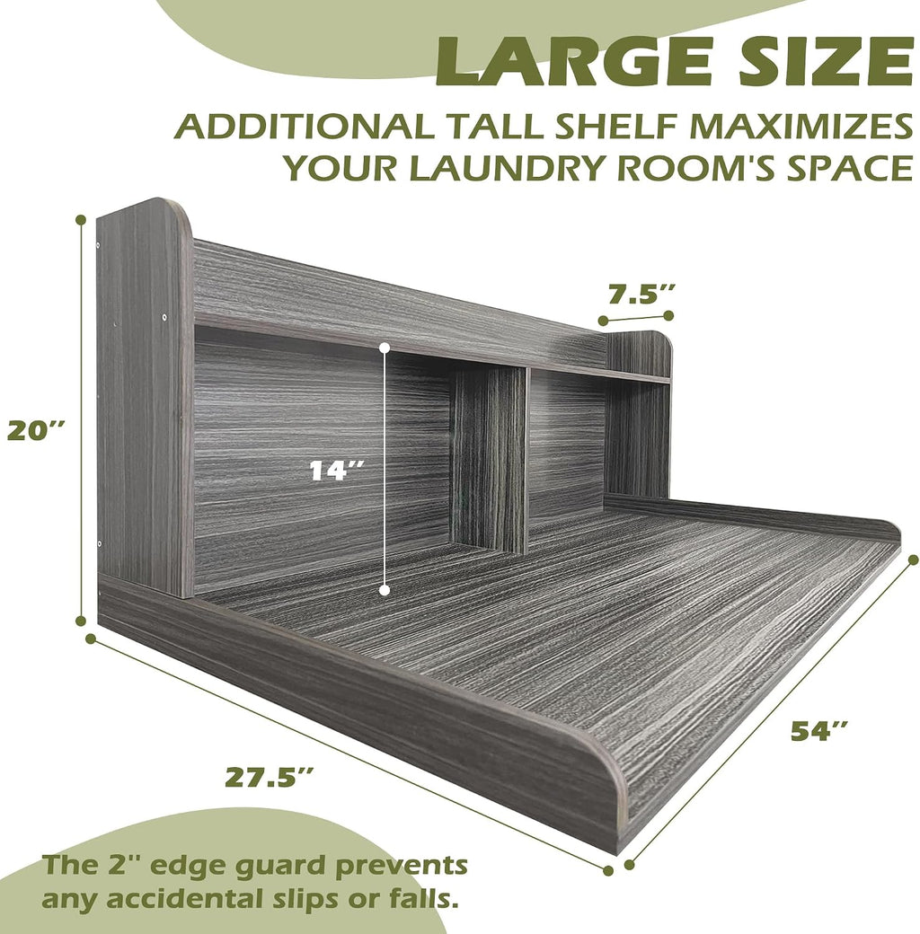 Royxen Laundry Countertop with 20' Shelf Universal Fit, Washer and Dryer Countertop with Storage Space, Eucalyptus