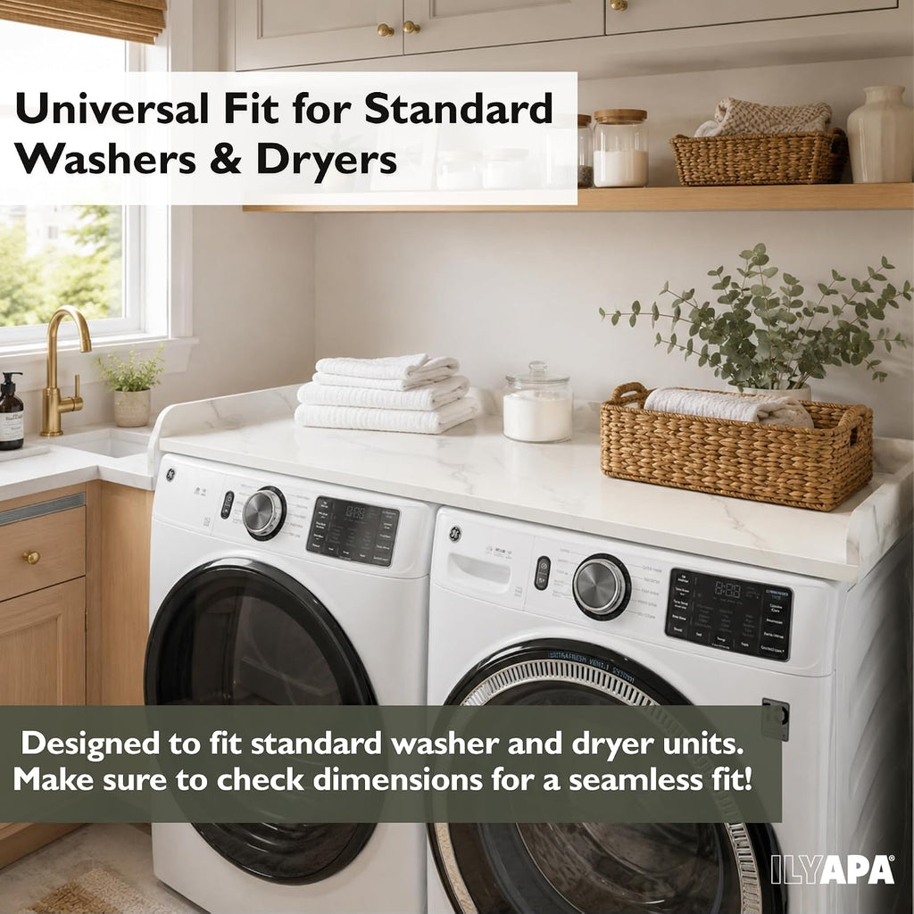 Ilyapa Washer Dryer Countertop - 27.5 x 54 inch Laundry Countertop, Washer and Dryer Covers for the Top, Laundry Room Organization and Storage