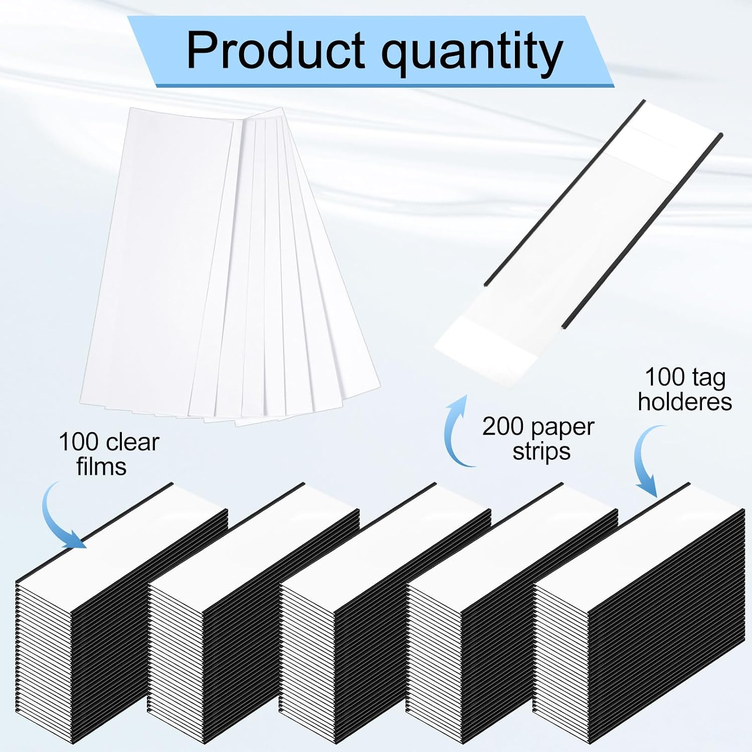 Gueevin 100 Pcs Magnetic C Channel Label Holders 3 x 8 Inch Label Holders Magnet Name Plate with Paper Inserts and Clear Plastic Protectors for File Cabinet Shelf Toolbox Drawer
