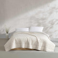 Calvin Klein - Queen Quilt Set, Cotton Percale Weave Bedding with Matching Shams, Crisp & Cool, Oeko-Tex Certified (Washed Percale Light Beige)