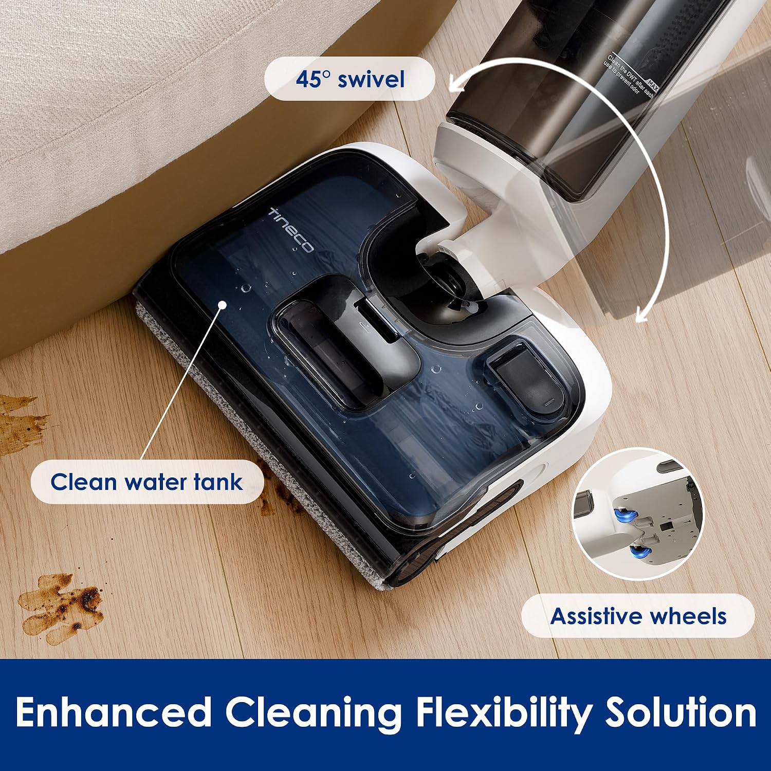 Tineco Floor ONE Stretch S6 Cordless Wet Dry Vacuum Cleaner & 30S Cordless Stick Vacuum Cleaner, 160W Suction, 60Min Runtime, 1L Larger Dustbin, ZeroTangle Brush, PureCyclone Tech, LED Headlight, Whit