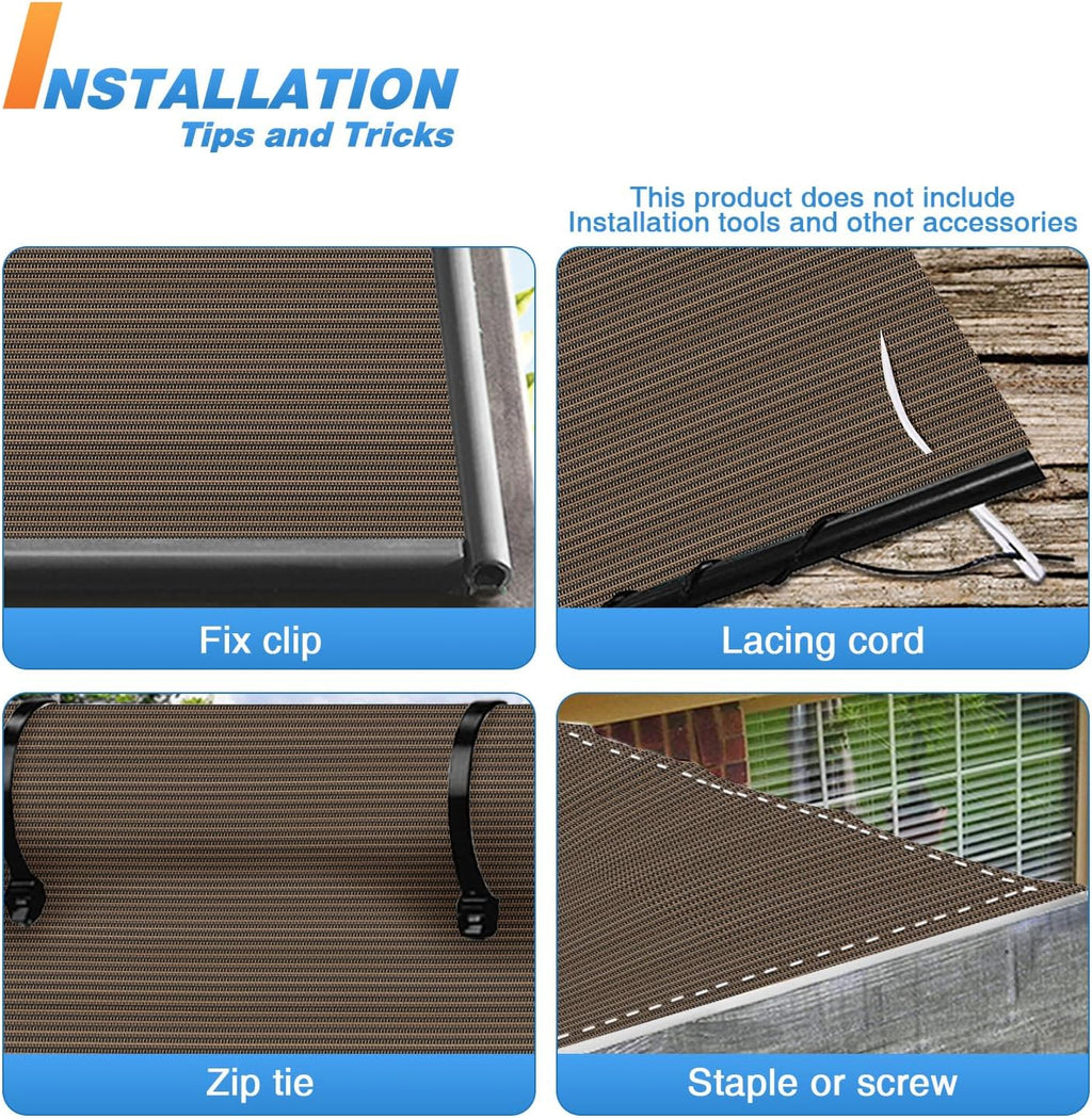 TANG Sun Shade Fabric Roll 8' x 50' Shade Cloth for Patio,Pergola Canopy Replacement Cover, Blockage UV Resistant Mesh Net Sail Sunshades Outdoor for Backyard Garden Plant Deck, Brown