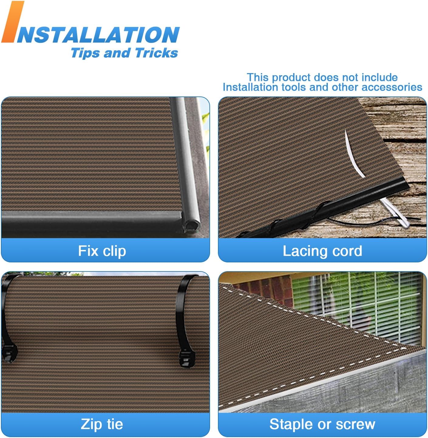 TANG Sun Shade Fabric Roll 8' x 50' Shade Cloth for Patio,Pergola Canopy Replacement Cover, Blockage UV Resistant Mesh Net Sail Sunshades Outdoor for Backyard Garden Plant Deck, Brown