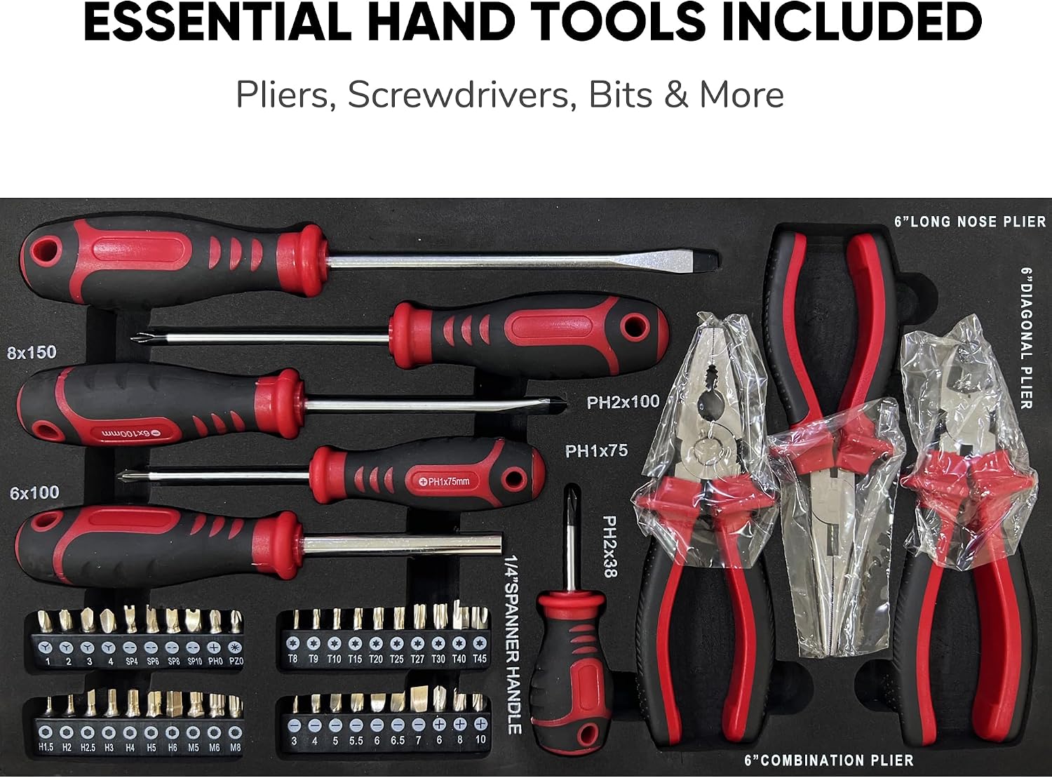 3-Drawer Tool Chest with 439-Piece Mechanics Tool Set | Heavy-Duty Steel Portable Tool Box with Complete Socket & Wrench Kit for Workshop, Garage, and Home Use (Black & Orange)