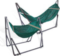 2 in 1 Hammock and Swinging Chair with Collapsible Steel Stand 450 lbs Capacity- Carrying Case, Portable & Adjustable, Perfect for Camping Beach Summer Patio, EZ Daze Foldable Hammock with Stand-GREEN