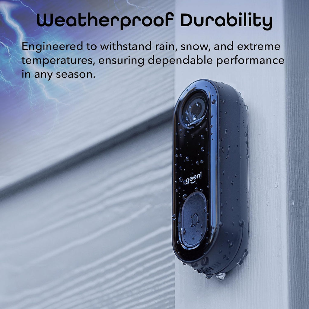 Geeni Smart Video Doorbell, 1080p HD, Motion Detection, Night Vision, Two-Way Audio, Weather-Resistant, Wired Installation, Alexa & Google Assistant Compatible, Wi-Fi Security Camera