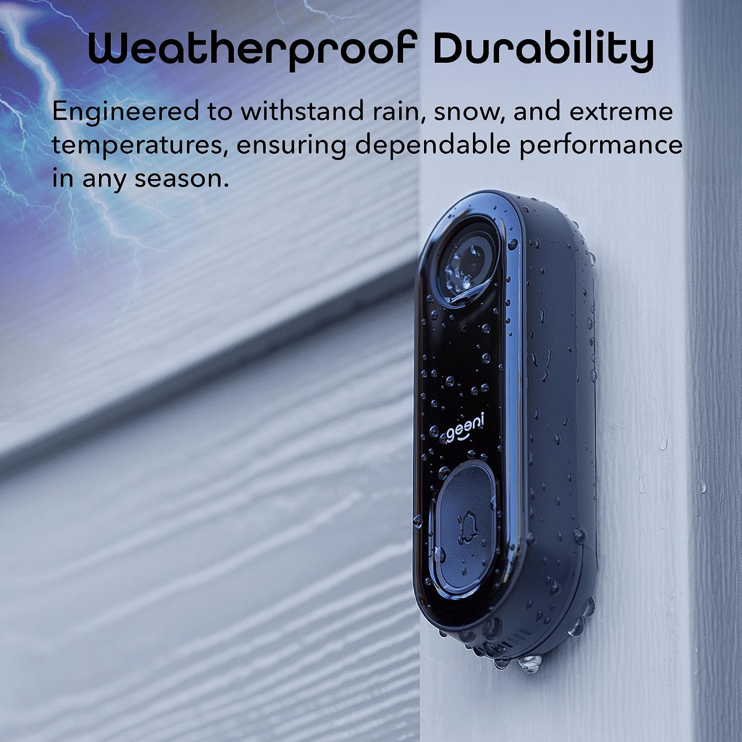 Geeni Smart Video Doorbell, 1080p HD, Motion Detection, Night Vision, Two-Way Audio, Weather-Resistant, Wired Installation, Alexa & Google Assistant Compatible, Wi-Fi Security Camera