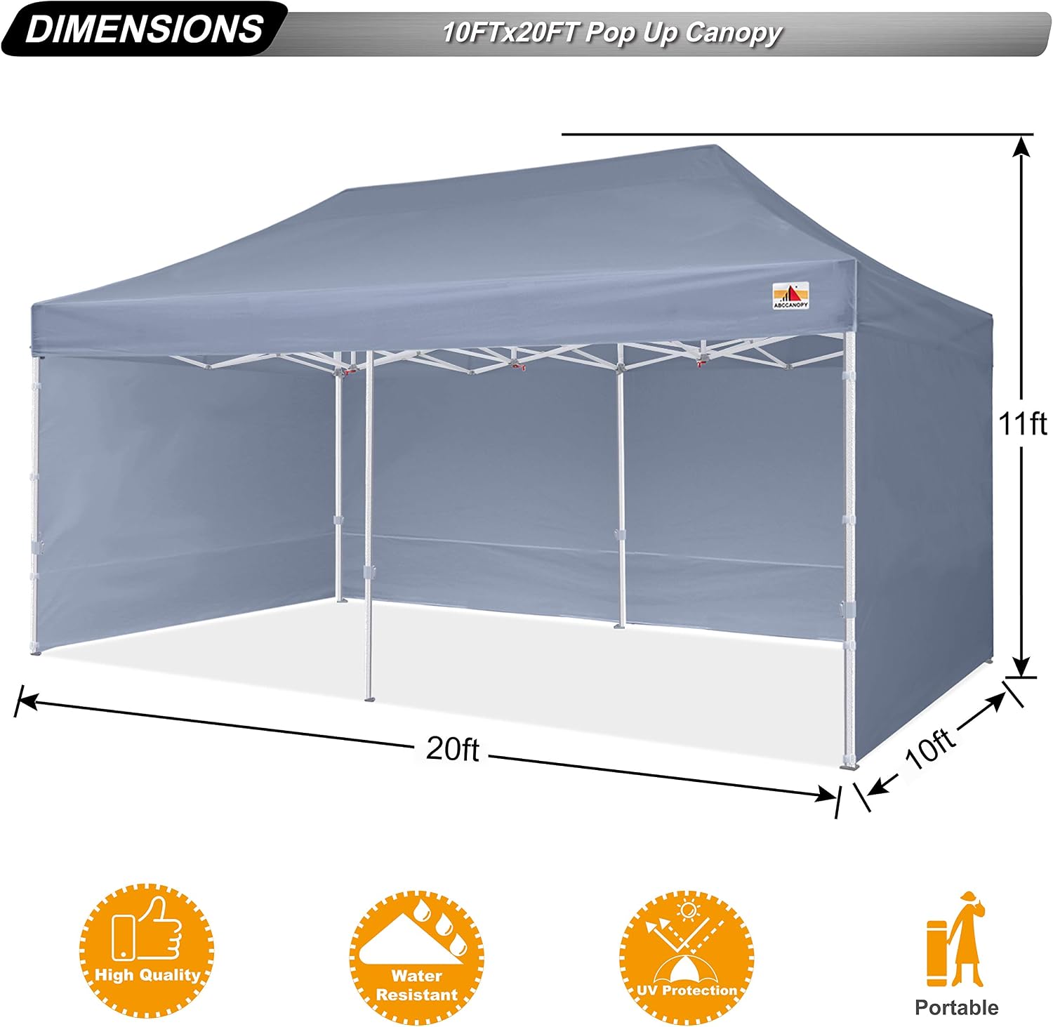 ABCCANOPY Premium Canopy Tent Commercial Instant Shade 10x20 Premium-Series, Gray
