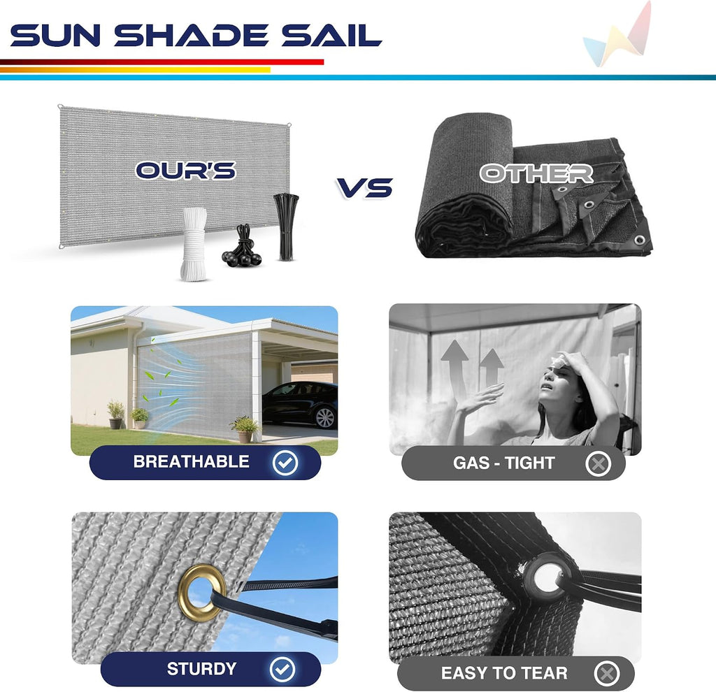 Windscreen4less Straight Edge Sun Shade Sail 11' x 11' Sun Shade Canopy Cover Outdoor with Grommets D-Ring UV Block for Pergola Backyard Patio (Light Gray)