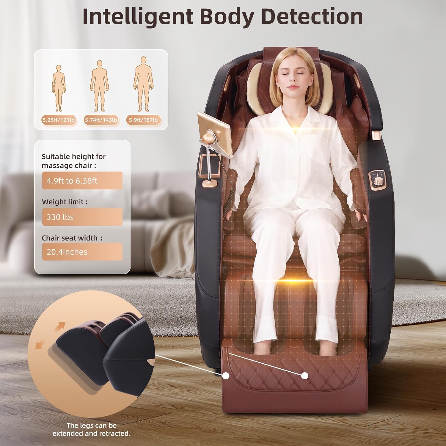 2026 4D Massage Chair Full Body, Zero Gravity Massage Chair with SL-Track & Heating, Massage Shiatsu Recliner Chair with Smart Voice Control, Touchable Screen, Airbags (Brown)