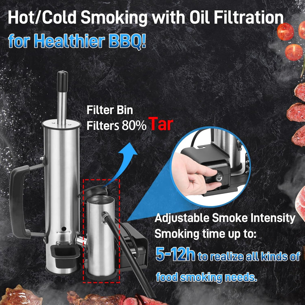 Outdoor Smoke Generator, Stainless Steel Electric Smoker, Smoke Tube for Pellet Smoker, Hot/Cold Smokers with Adjustable Smokes Volume Air Pump, Perfect for Cold Smoking Cheese, Traeger accessories