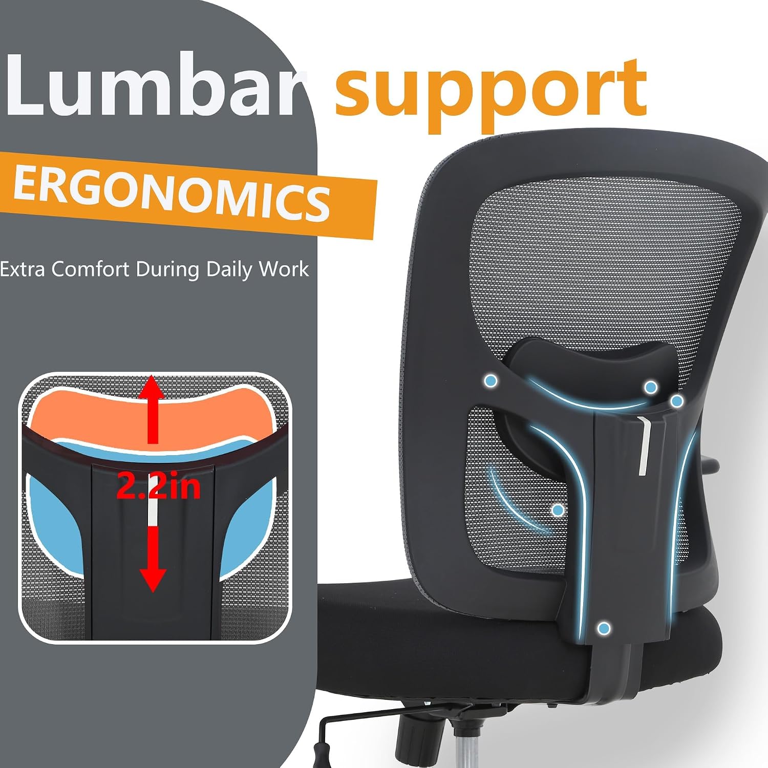 BestOffice Big & Tall Office Chair, 400 lb Capacity Mesh Desk Seating with Lumbar Support, Wide Seat, Adjustable Arms, Rolling Swivel High-Back Ergonomic Executive Task Model for Home Office, Grey