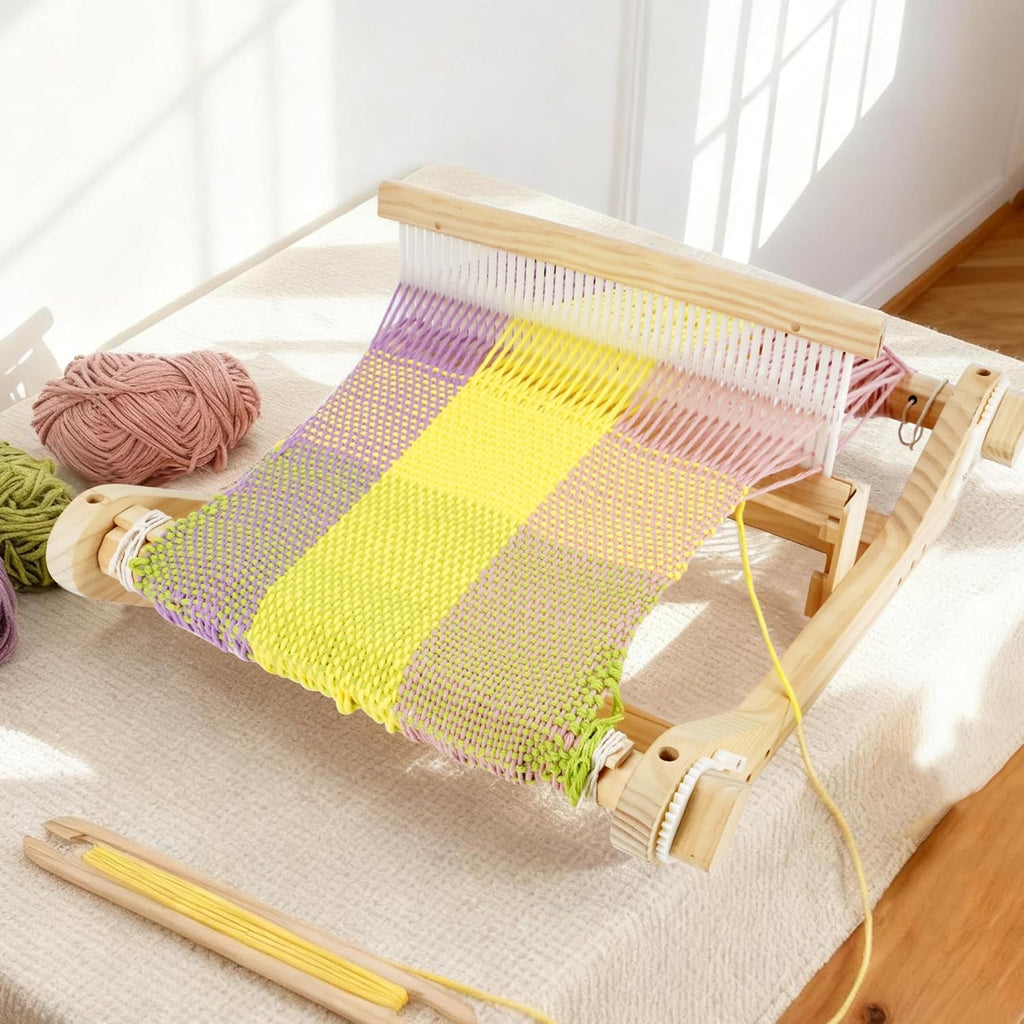 WILLOWDALE 16 Inches Rigid Heddle Loom, Weaving Loom Kit with Shed Stick, Wooden Multi-Craft Weaving Loom for Adults, Threads Warping Frame with Pegs and Yarn Stand, Frame Loom for Beginner