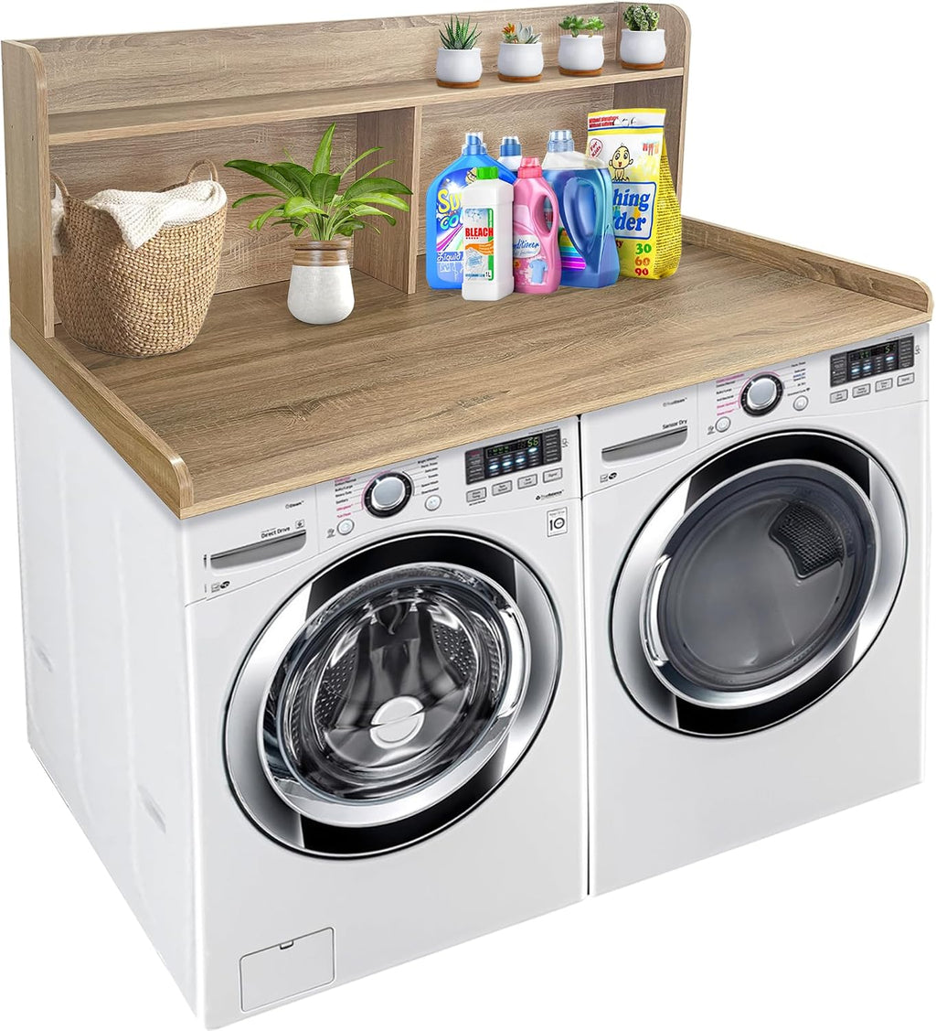 Royxen Laundry Countertop with 20' Shelf Universal Fit, Washer and Dryer Countertop with Storage Space, Laundry Room Storage (White Oak)