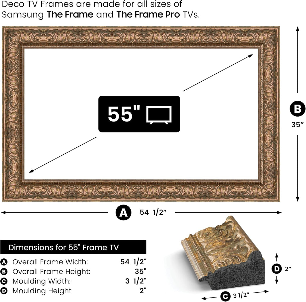 Tuscan Copper 55' Premiere Deco TV Frame - Compatible ONLY with Samsung The Frame TVs (Fits 2021-2026, LS03A, LS03B, LS03C, LS03D, LS03FA)