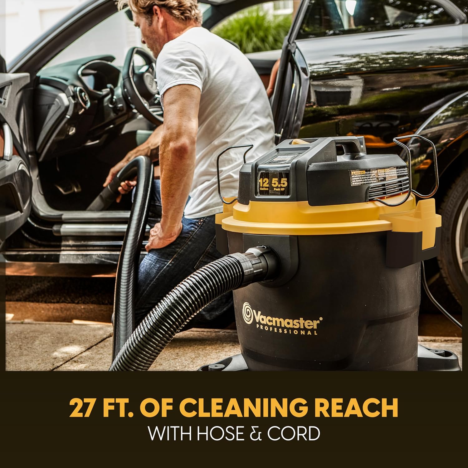 Vacmaster Professional - Professional Wet/Dry Vac, 12 Gallon, Beast Series, 5.5 HP 2-1/2' Hose (VJH1211PF0201) , Black