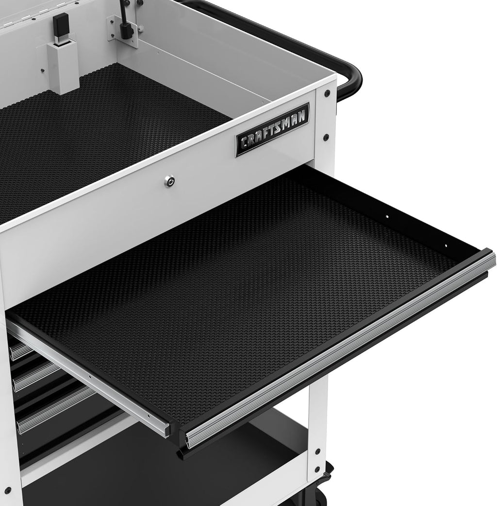 CRAFTSMAN Rolling Tool Chest with Drawers, Tool Box with Wheels and 4 Drawers, Power Outlets and USB, Protective Liner, Steel Utility Cart Storage Cabinet, Supports up to 700 lbs, White (CMST98276WW)