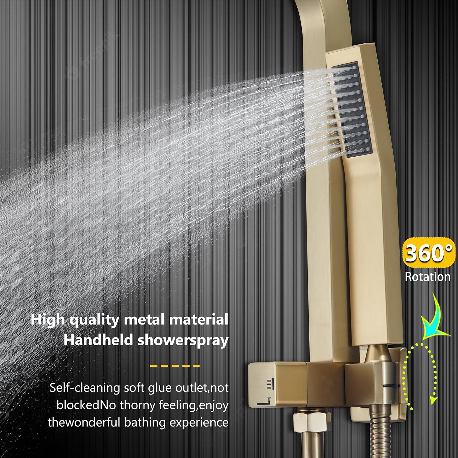 SOOOHOT Brushed Gold Shower Fixtures, Gold Shower Faucet Set with 12 Inch Gold Shower Heads with Handheld Spray Combo and Tub Spout, Shower Systems with Rain Shower and Handheld (Valve Included)