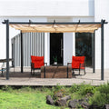 Yardenaler 10x10 FT Pergola with Retractable Sun Shade Canopy, Aluminum Patio Shelter Grape Trellis for Garden, Backyard, Porch, Cream White