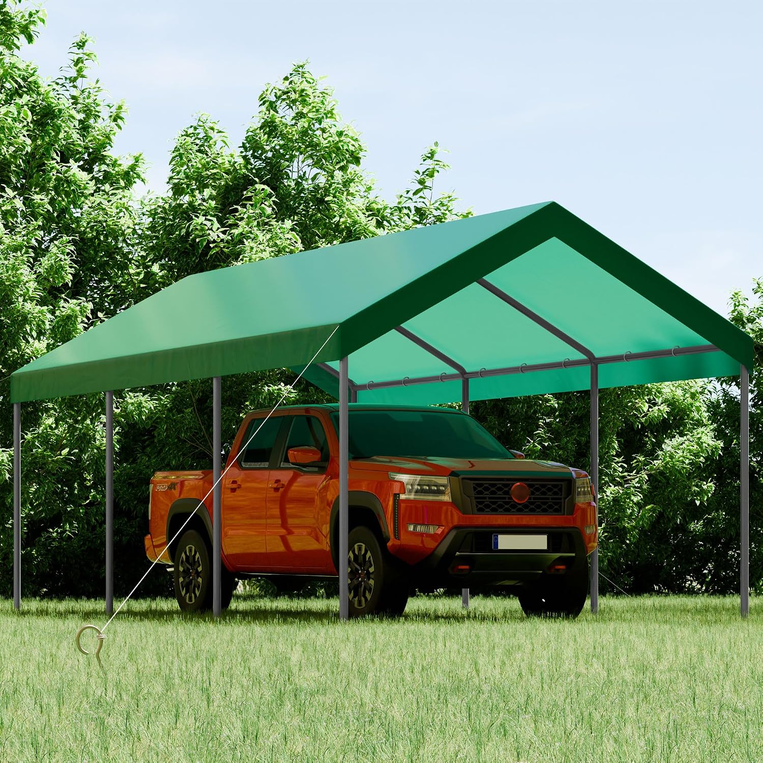 Shintenchi 10x20ft Heavy Duty Carport with UV&Wind Resistant Canopy,Portable Carport Garage Shelter with Stable Powder-Coated Steel Frame,Outdoor Carports for Car,Bike,Camp,Storage-Green