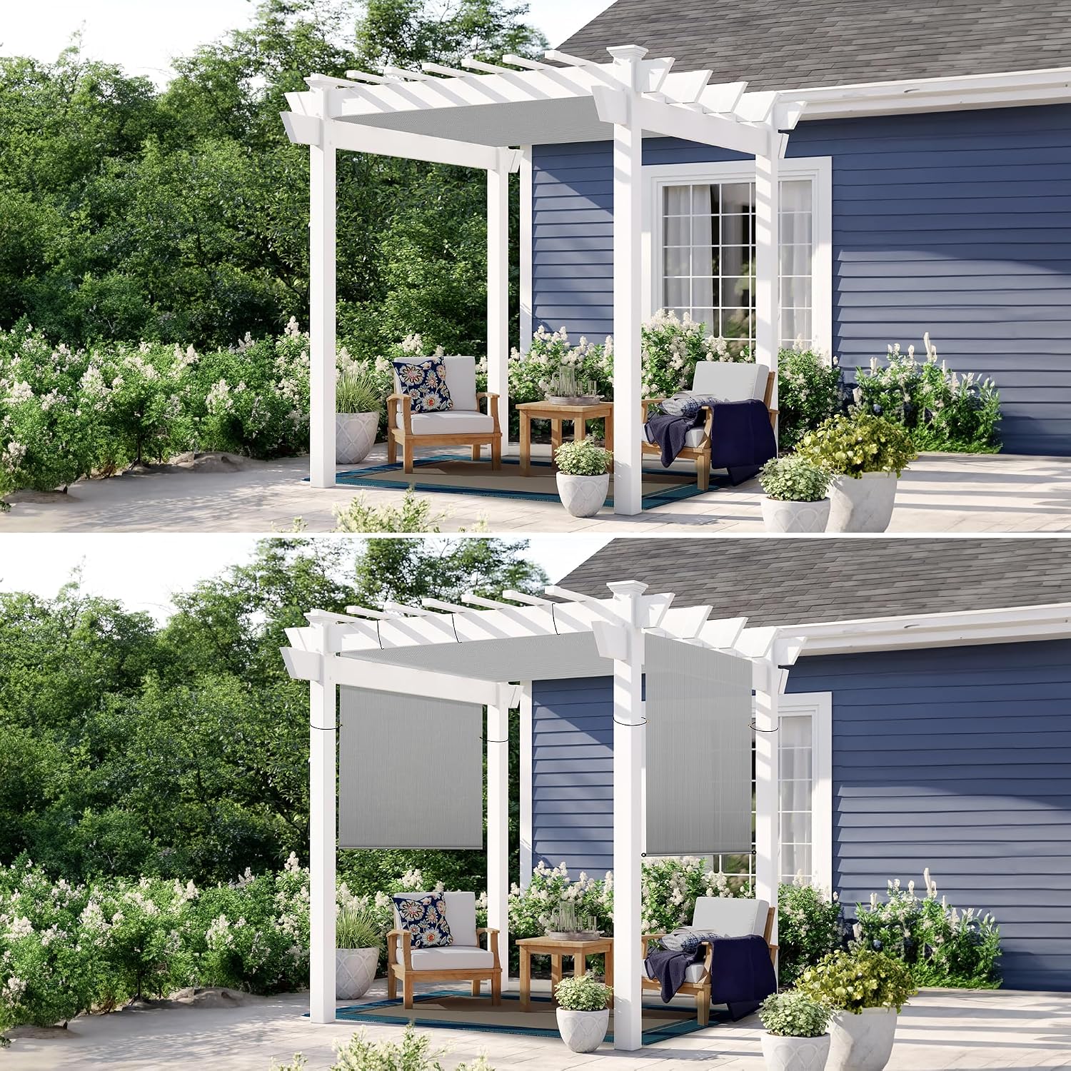 Patio 11' x 4' Pergola Cover Canopy Replacement Shade Cloth with Grommets Weighted Rods Outdoor Sun Shade Screen UV Block for Gazebo Backyard Deck Porch Balcony, Light Gray