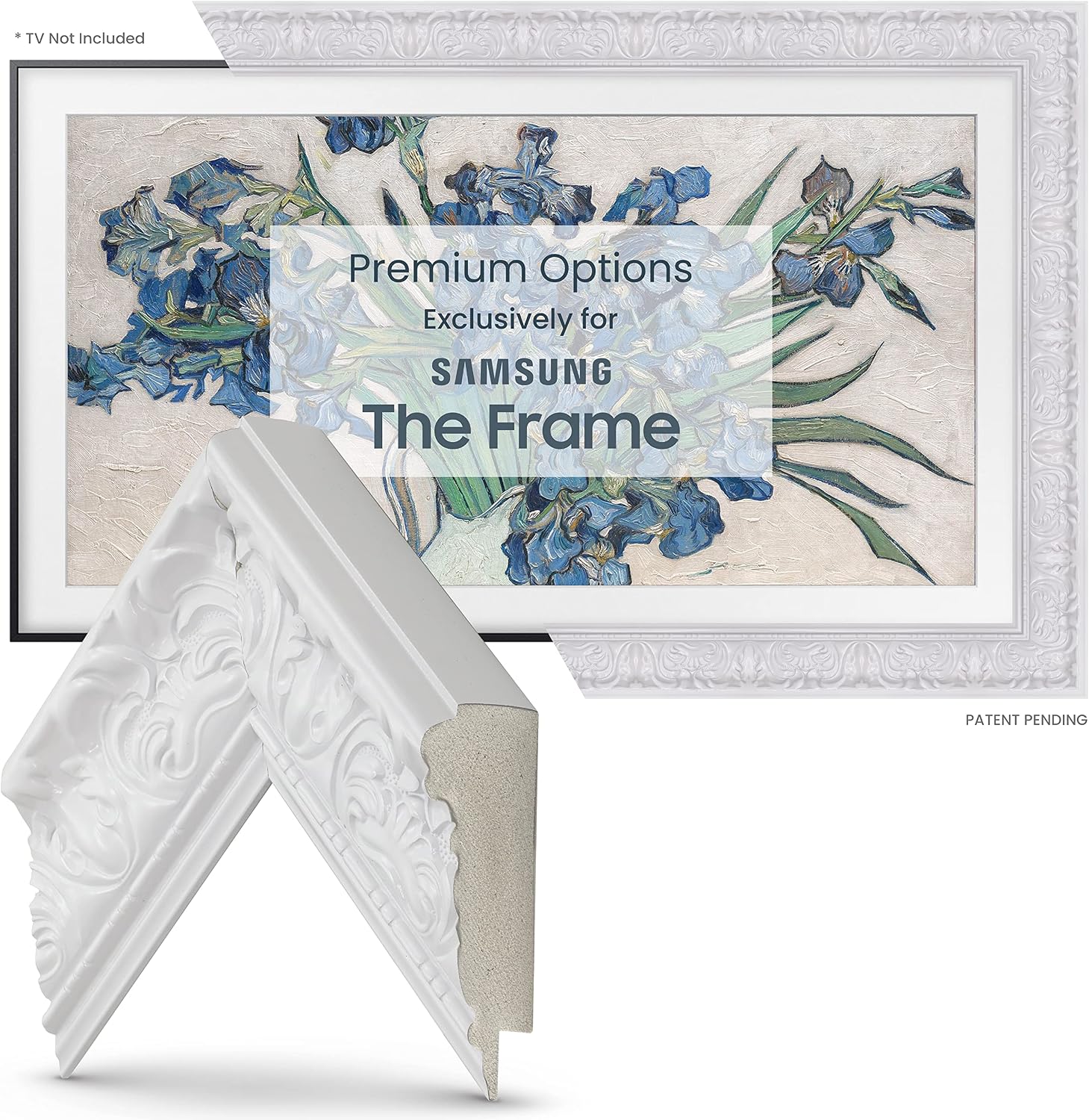 Tuscan Gloss White 55' Premiere Deco TV Frame - Compatible ONLY with Samsung The Frame TVs (Fits 2021-2026, LS03A, LS03B, LS03C, LS03D, LS03FA)