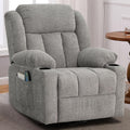 Ketaiyou Rocker Swivel Recliner Chair for Adults, Overstuffed Large Manual Recliner Glider with Massage and Heat, Comfy Soft Fabric Living Room Reclining Sofa Chair (Lime Gray)