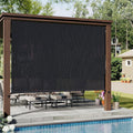 VICLLAX Outdoor Roller Shade (10' W×8' L), Patio Cordless Roller Blinds, Exterior Roll Up Shade with Spliced Design for Patio Porch Gazebo, Graphite