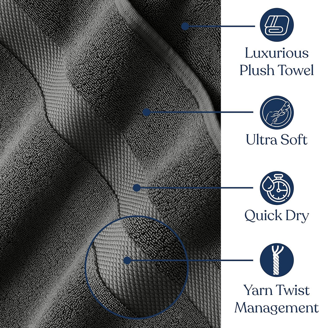 Organic Cotton Luxuriously Plush Towel 20 Piece Set |GOTS & Oeko-TEX Certified|Premium Hotel Quality Towels|Feather Touch Technology|650 GSM Long Staple|Soft, Quick Dry & Ultra-Absorbent