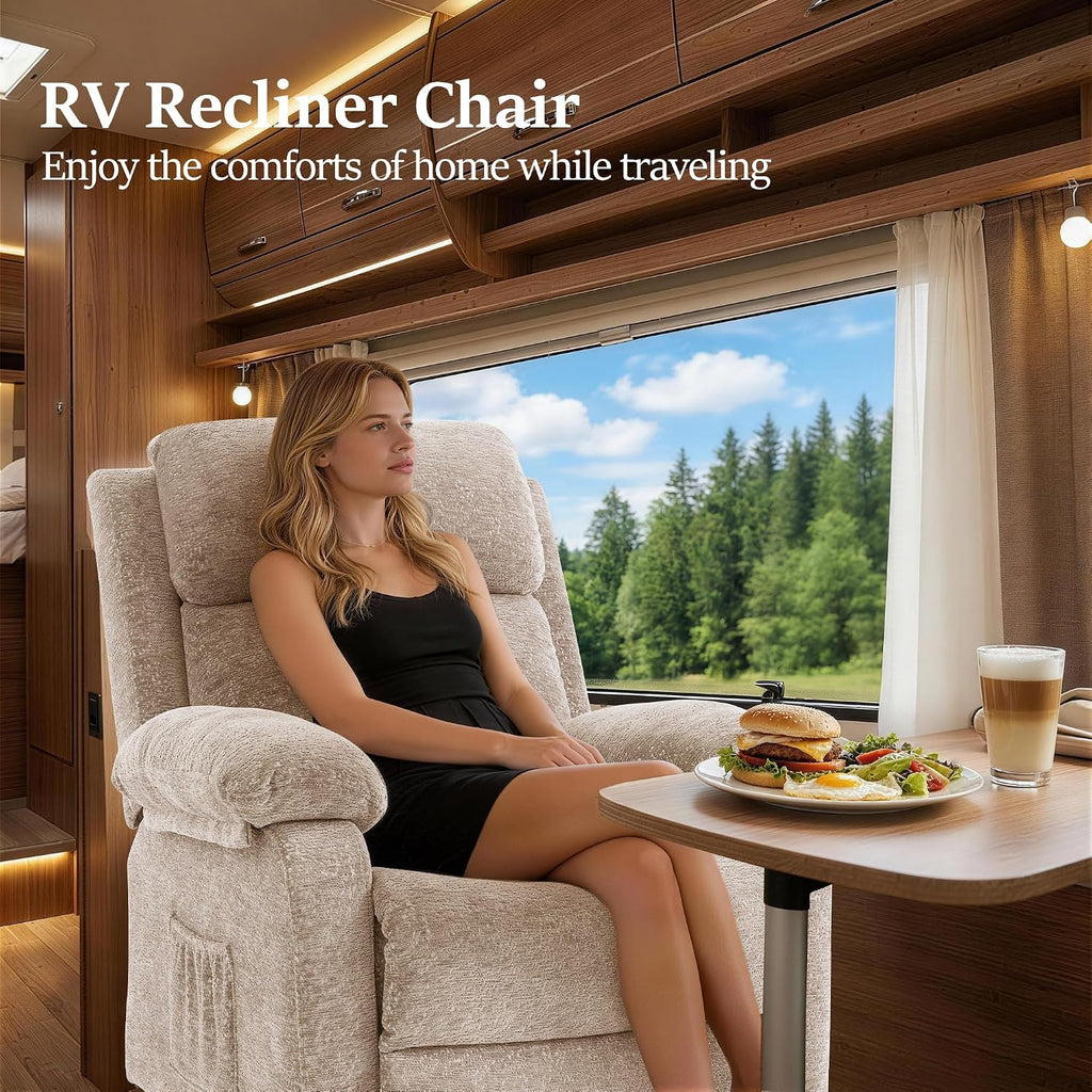 Korser Recliner Chair, Living Room Chairs for Adults, Padded Deep Seat Reading Chair with Side Pockets, Small Recliners for Small Spaces, Lounge Chair for Living Room, Bedroom, and RV (Chenille)