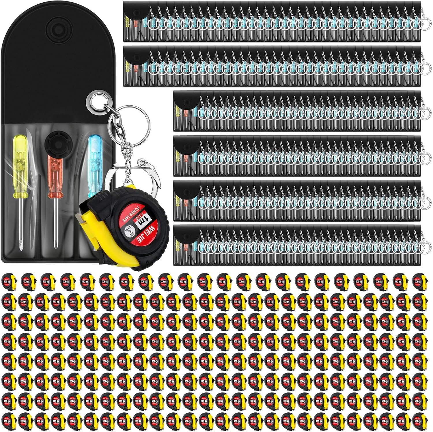 Jutom 360 Pcs Mini Tape Measure Keychain Bulk Mini Screwdriver Keychain Set Adult Tool Party Prize for Father's Men Gifts