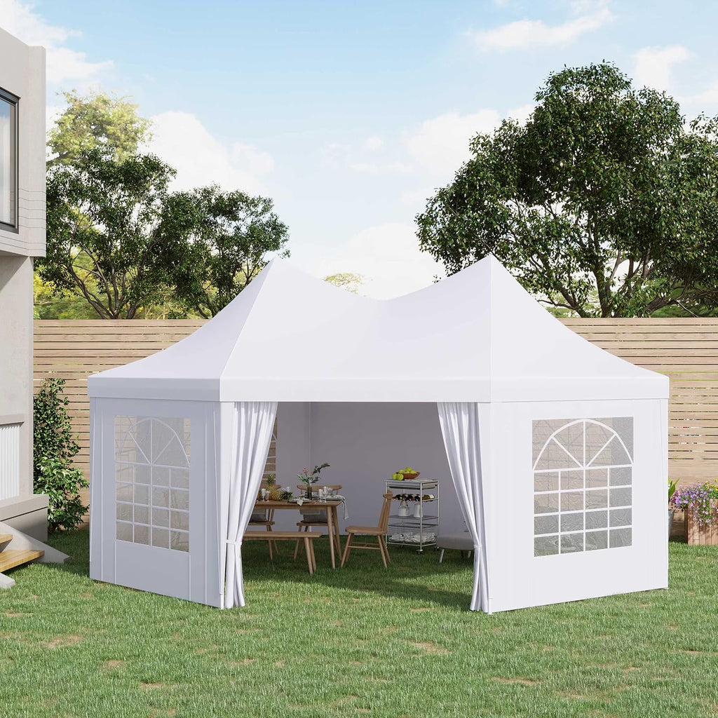 Outsunny 22 x 16 ft Party Tent With Sidewalls, Heavy Duty Event Gazebo With 2 Doors and 6 Windows for Weddings and Outdoor Parties, White