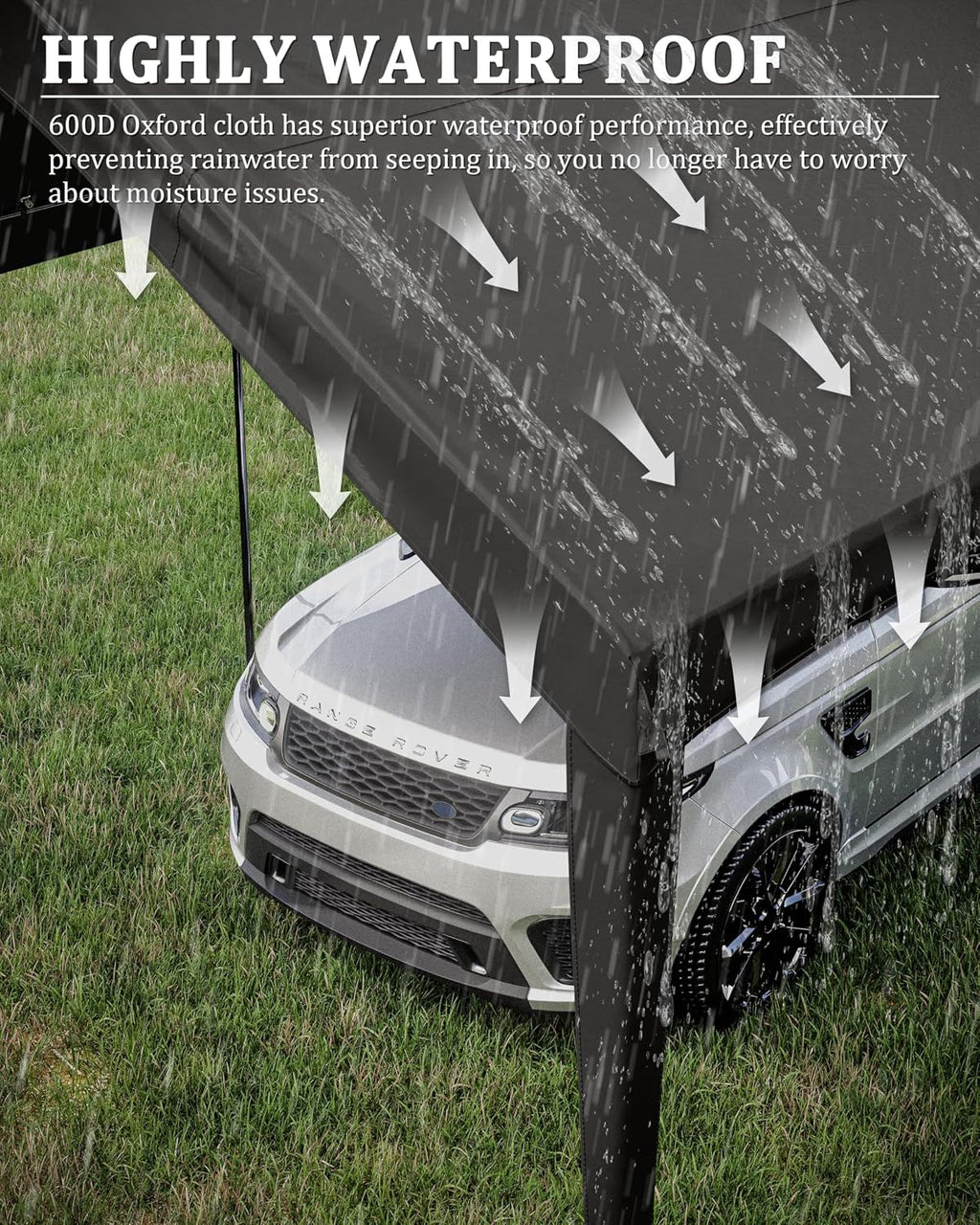 Carport Canopy Replacement Cover 12x20 Heavy Duty Outdoor Portable Car Canopy Oxford Waterproof UV & Tear Resistant Garage Canopy with Ball Bungees (Frame is Not Included)