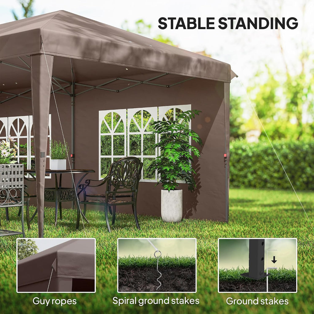 Outsunny 10' x 20' Pop Up Canopy Tent with 4 Sidewalls, Outdoor Portable Instant Canopy Shelter for Parties, Outdoor Instant Gazebo with Carry Bag for Garden, Patio, Coffee