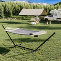 GarveeHome 2 Person Outdoor Hammock with Stand, Portable Hammock, Heavy Duty Hammock with Carrying Bag, Soft Pillow, Balance Ropes, for Patio, Backyard, Garden, Beach, Dark Gray