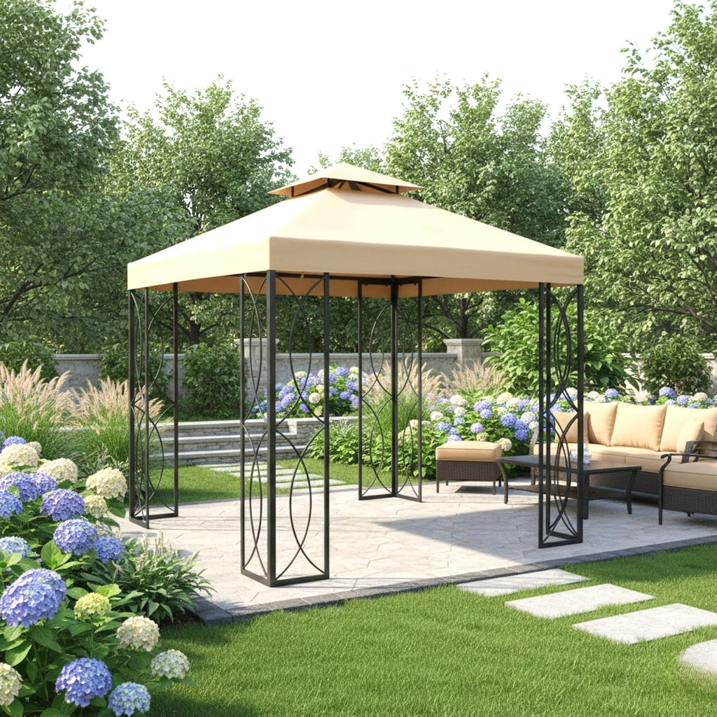 Garden Winds Reinforced Replacement Canopy Top Cover Compatible with The S-582D, S-582DN Garden Treasures 8' x 8' Gazebo - Classic Sand, RipLock 350